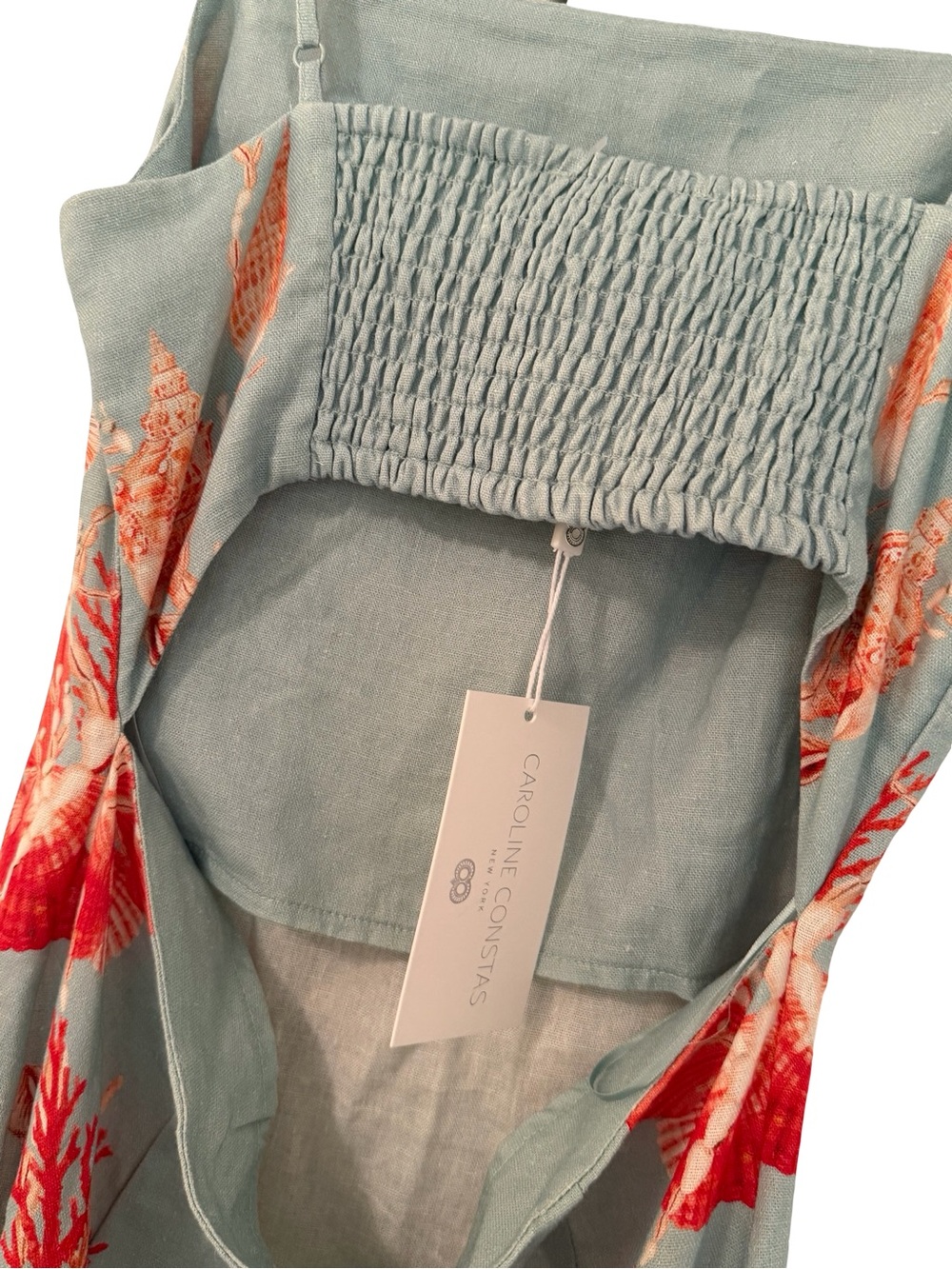 Caroline Constas Coral Shell Print Linen Maxi Dress NWT - Picture 9 of 10